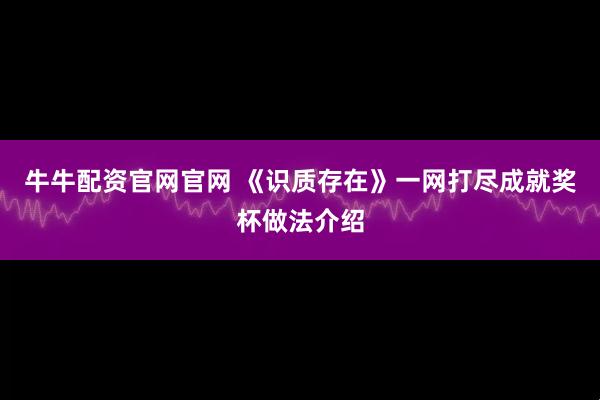 牛牛配资官网官网 《识质存在》一网打尽成就奖杯做法介绍